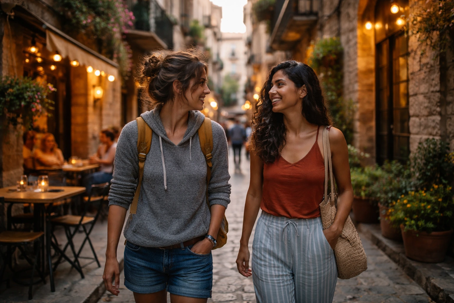 A teacher meeting a new friend during a refreshing stroll